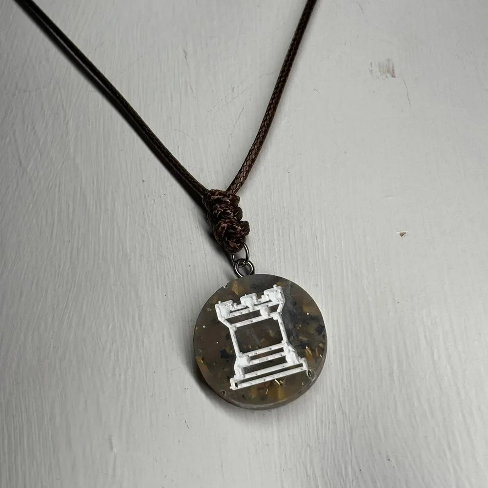 Royal Brown Rook - Handmade Resin Chess Necklace - Picture 6 of 6